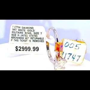 1 CT Diamond In 14K White Gold Solitaire Ring Size 7